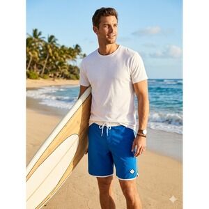 American Eagle Preppy Gorpcore Board Shorts Swim Trunks Men's Size Small Blue